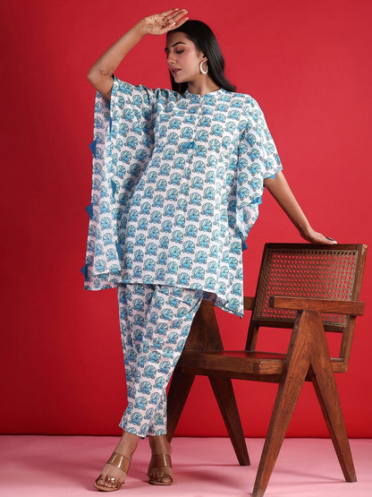 Dhiyona IE Printed Pure Cotton Kaftan With Trouser Co-Ords
