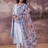 Indyancart IE Embroidered Thread Work Straight Kurta With Trousers & Dupatta