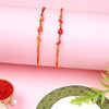 Dhiyona Orange Set Of 2 Beaded Thread Rakhis With Roli Chawal & Greeting Card