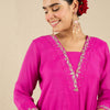 Dhiyona IE Floral Embroidered Square Neck Gotta Patti A-Line Kurta With Trousers