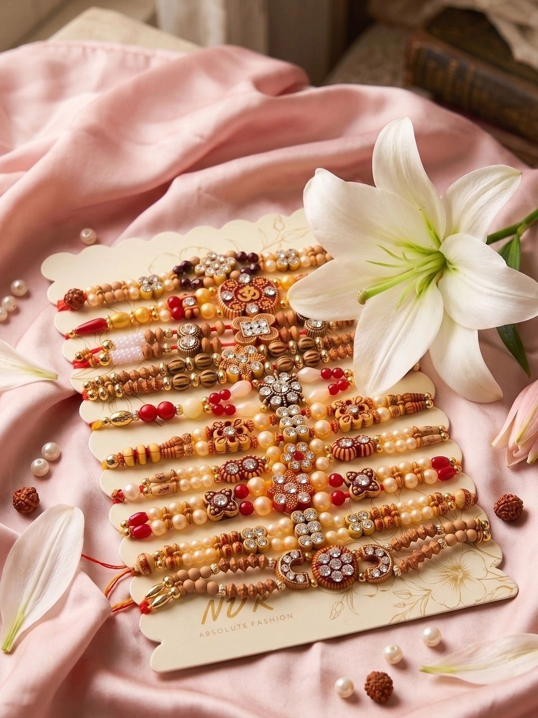 Anouk Set Of 10 Multicolor Designer Thread Rakhi With Roli Chawal Chandan Mishri