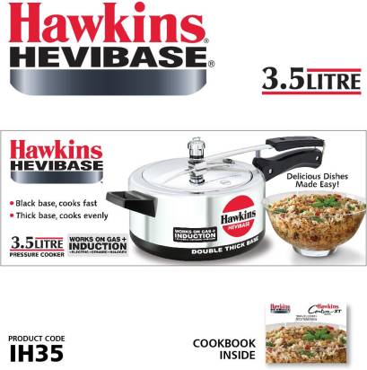 Hawkins Induction Hevibase 3.5 L Induction Bottom Pressure Cooker (Aluminium)
