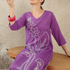 Dhiyona IE Women Embroidered V-Neck Cotton Top and Trousers Co-Ords