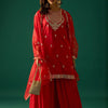 Indyancart VA Ethnic Motifs Embroidered Zari Kurta With Sharara & Dupatta