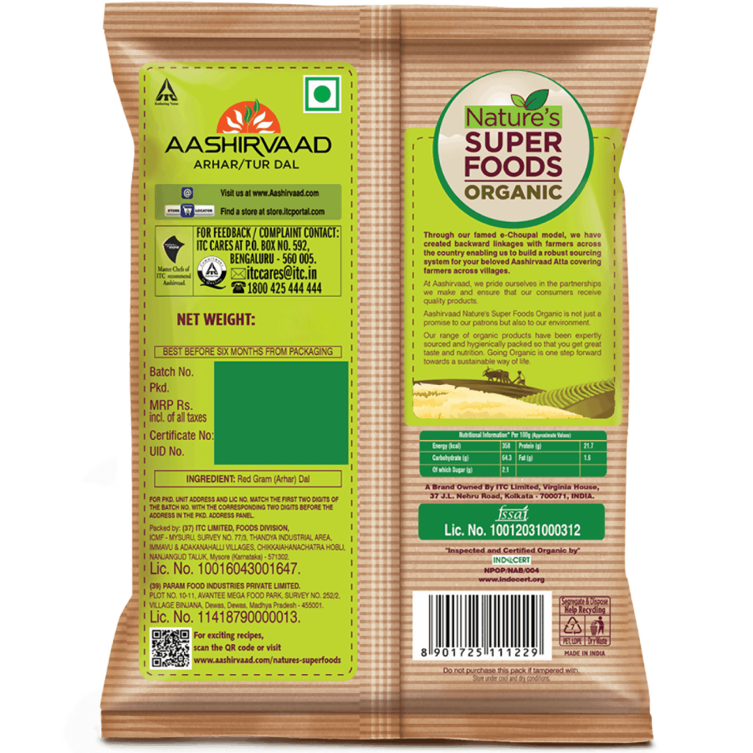 Aashirvaad Nature's Super Foods Organic Tur Dal - Indyancart