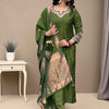 Dhiyona SN Women's Floral Embroidered Sequinned Straight Kurta with Pyjama & Dupatta