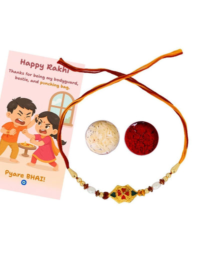 Anouk Thread Rakhi Greeting Card & Roli Chawal