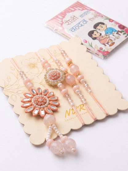 Anouk Set Of 4 Beaded Family Pack Thread Rakhi With Roli Chawal Chandan Mishri