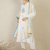 Dhiyona IE Women White Embroidered Straight Kurta Trousers With Dupatta set