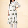 Dhiyona IE Women Ethnic Motifs Printed Regular Thread Work Pure Cotton Kurta with Trousers