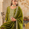 Dhiyona IE Ethnic Motifs Embroidered Regular Sequinned Kurta with Trousers & Dupatta
