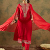Dhiyona IE Paisley Zari Embroidered Kurta with Trousers & With Dupatta