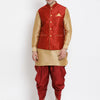 Men's Gold Silk Blend Straight Jacket  Kurta and Dhoti Set