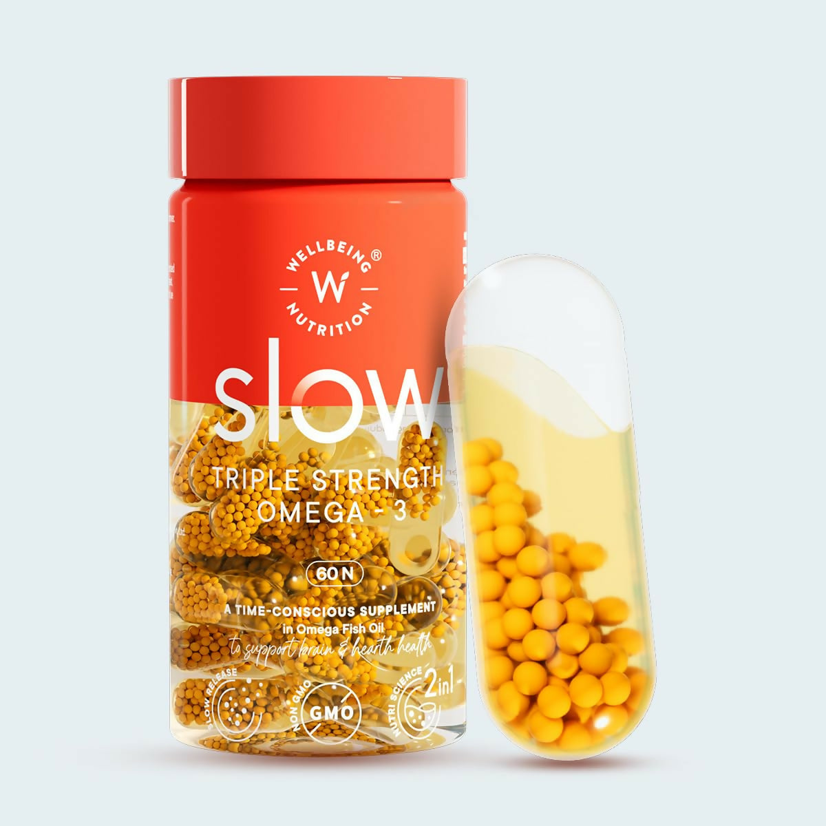 Wellbeing Nutrition Slow Triple Strength Omega 3 Fish Oil Capsules For Men and Women
