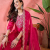 Indyancart SN Women's Floral Embroidered Notch Neck Zari Straight Kurta With Trouser & Dupatta