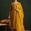Dhiyona IE Women Embroidered Regular Sequinned Kurta with Trousers & With Dupatta