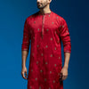 Men's Maroon Silk Blend Straight Kurta