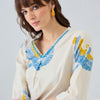 Dhiyona IE Women Printed Regular Thread Work Pure Cotton Kurta with Trousers