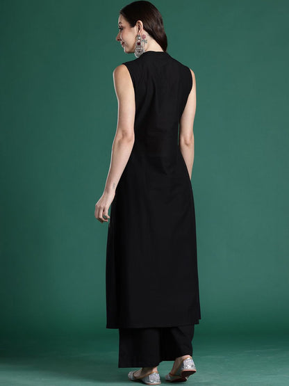 Indyancart IE Embroidered A-Line Top With Trousers Co-Ords