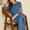 Dhiyona IE Women Floral Embroidered Thread Work Kurta with Trousers