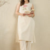 Dhiyona IE Women Floral Embroidered Regular Thread Work Kurta with Trousers