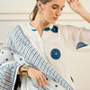 Dhiyona IE Geometric Printed Band Collar Pure Cotton A-Line Kurta with Trousers & Dupatta