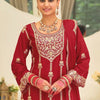 Dhiyona IE Ethnic Motifs Embroidered Straight Kurta With Palazzos & Dupatta