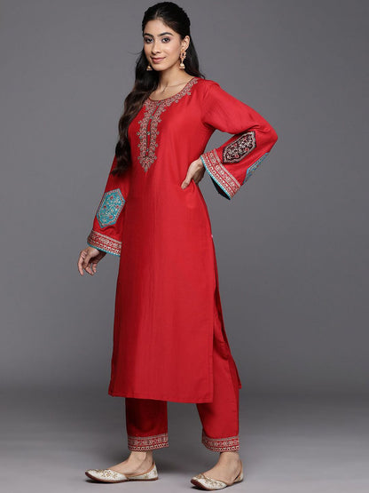 Dhiyona VA Women'sFloral Yoke Design Sequinned Kurta With Trousers & Dupatta
