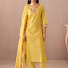 Dhiyona IE Women Floral Embroidered Work Liva Kurta with Trousers & With Dupatta
