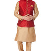 Men's Gold Silk Blend Straight Jacket  Kurta and Pyjama Set