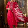 Dhiyona IE Floral Embroidered Thread Work Straight Kurta With Trousers And Dupatta
