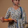 Dhiyona IE Floral Printed Empire Pure Cotton A-Line Kurta with Sharara & Dupatta