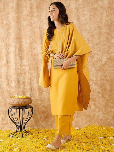 Dhiyona IE Yoke Design Straight Gotta Patti Kurta with Palazzo & Dupatta