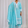 Indyancart IE Women Ethnic Motifs Embroidered Regular Chikankari Pure Cotton Kurta with Trousers & With Dupatta