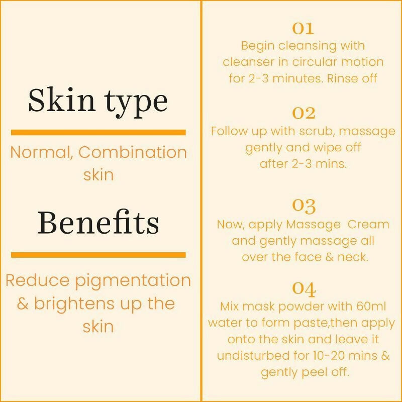 Professional O3+ Vitamin C facial kit with a face mask, featuring brightening and hydrating skincare benefits in a professional setting.