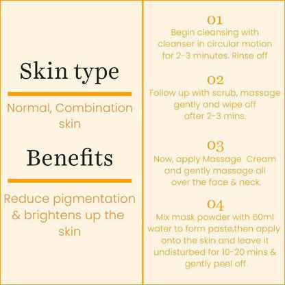 Professional O3+ Vitamin C facial kit with a face mask, featuring brightening and hydrating skincare benefits in a professional setting.