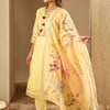 Dhiyona IE Floral Embroidered Thread Work Pure Cotton Straight Kurta With Trousers & Dupatta