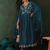 Dhiyona SN Women's Teal Floral Embroidered V-Neck Tread Work Anarkali Kurta & Trouser With Dupatta