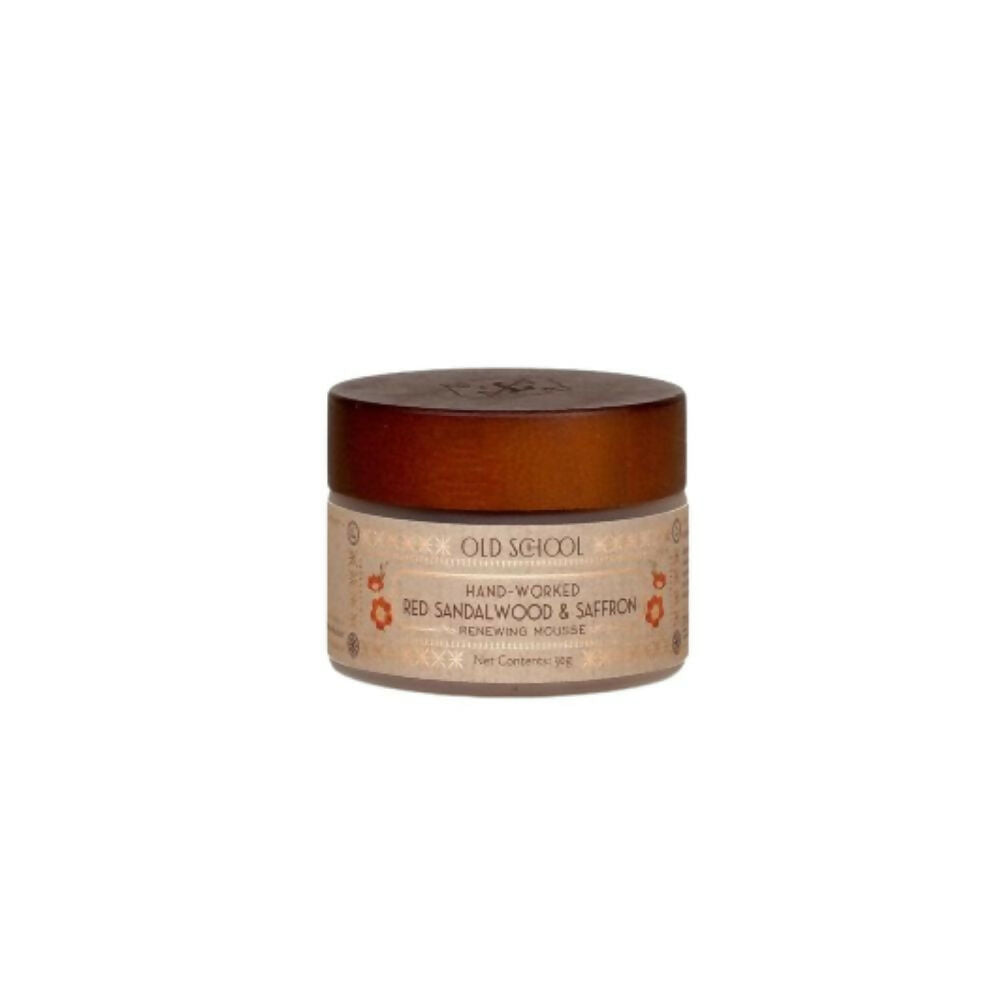 Old School Rituals Red Sandalwood & Saffron face moisturizer in a jar, age-defying skincare for radiant, youthful skin.