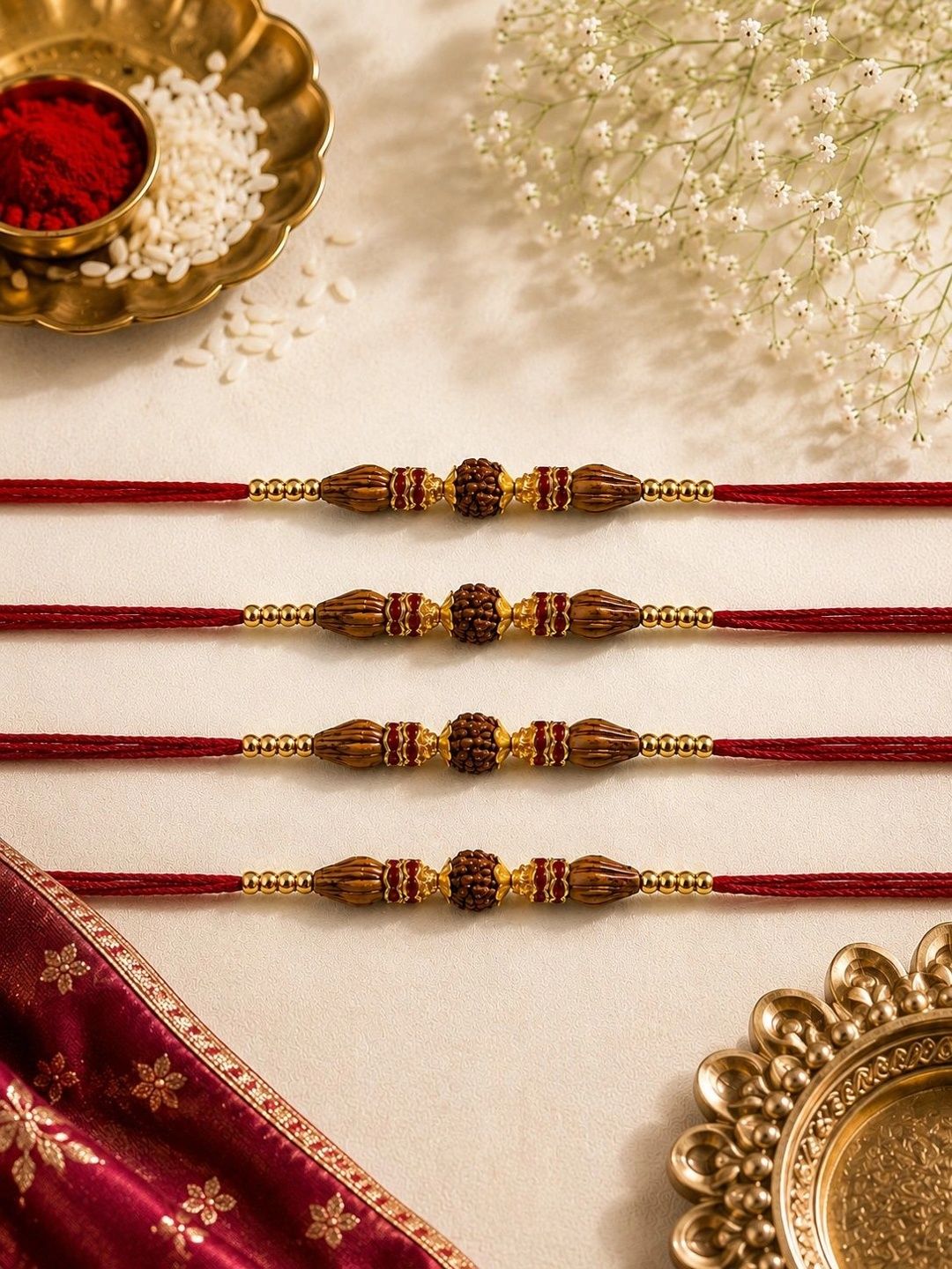 Anouk Set Of 4 Rakhi With Roli& Chawal