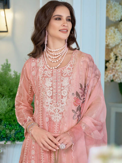 Indyancart IE Women Ethnic Motifs Embroidered Regular Thread Work Kurta with Trousers & With Dupatta