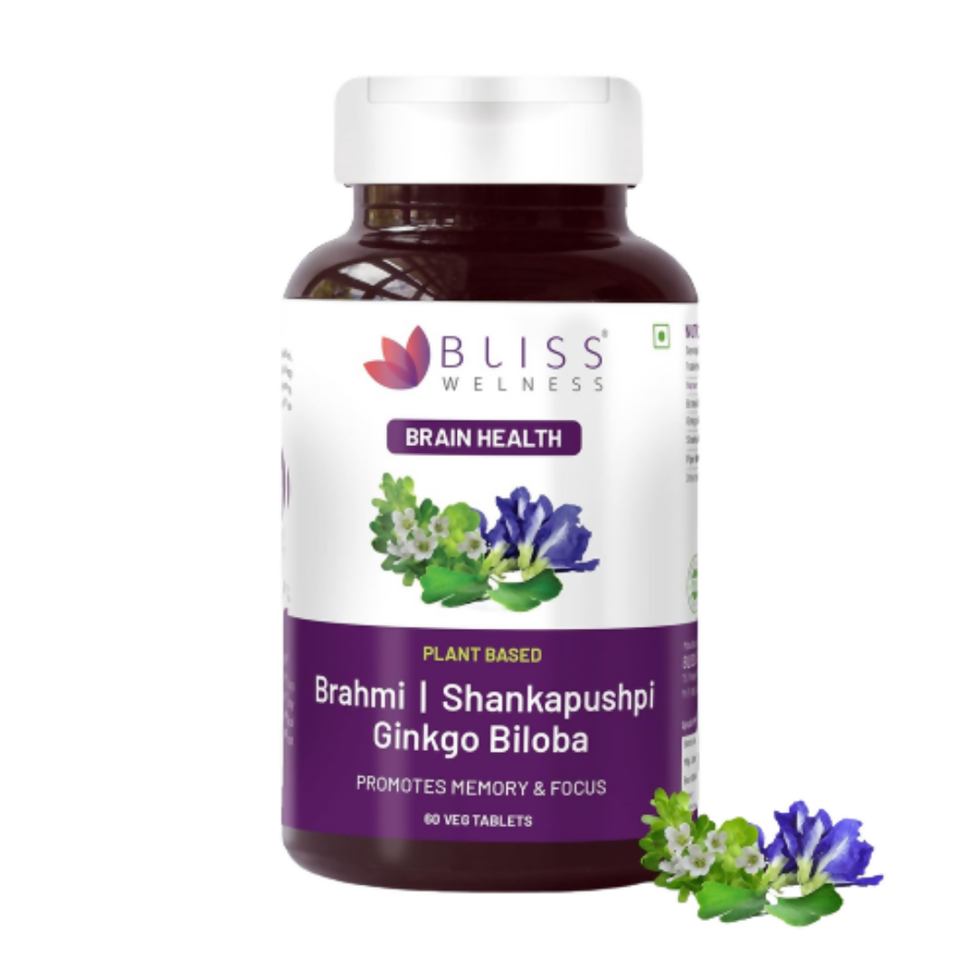 Bliss Welness Brahmi Shankpushpi Ginkgo Biloba Tablets - Indyancart