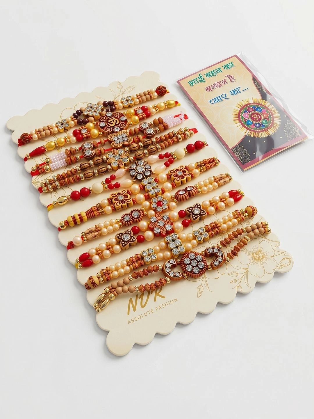 Anouk Set Of 10 Multicolor Designer Thread Rakhi With Roli Chawal Chandan Mishri