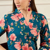 Dhiyona IE Floral Printed V-Neck Straight Tunic With Trousers