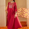 Dhiyona IE Chevron Embroidered Sequinned Liva A-Line Kurta With Trousers & With Dupatta