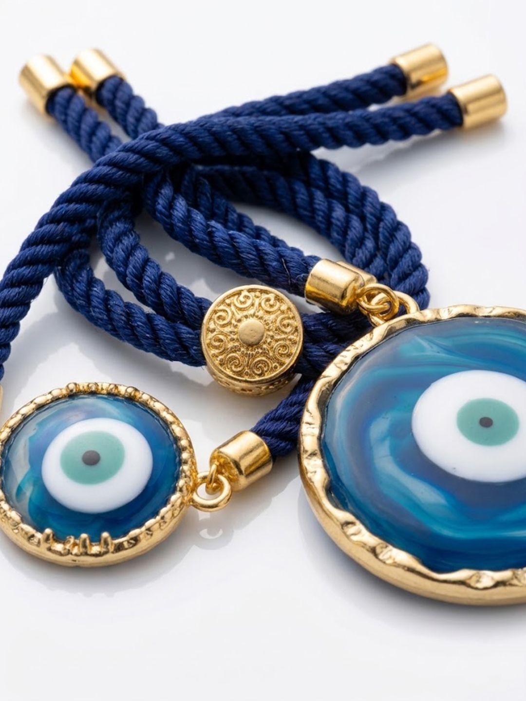 Anouk Set Of 2 Blue Evil Eye Resin Design Bhaiya Bhabhi Wraparound Rakhi
