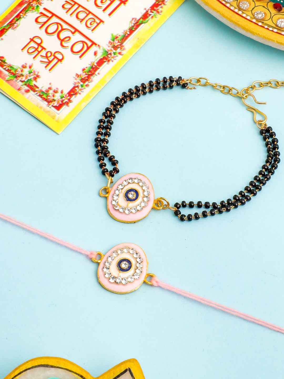 Anouk Stones Studded And Beaded Bhaiya Bhabhi Rakhis With Roli Chawal