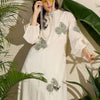 Dhiyona IE Floral Embroidered Mandarin Collar Straight Pure Cotton Tunic With Trouser