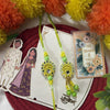 Dhiyona Set Of 2 Artificial Beads Mirror Work Bhaiya Bhabhi Rakhi With Roli Chawal Chandan