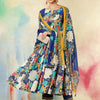 Women's Floral Printed Pure Cotton Anarkali Kurta With Trousers And Dupatta